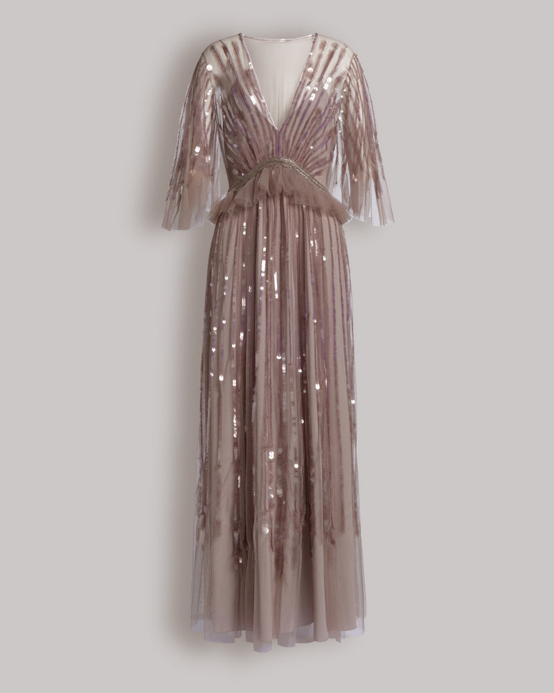 Langes Tüllkleid mit Paillettenstickerei Pink Alberta Ferretti Boutique Online 0