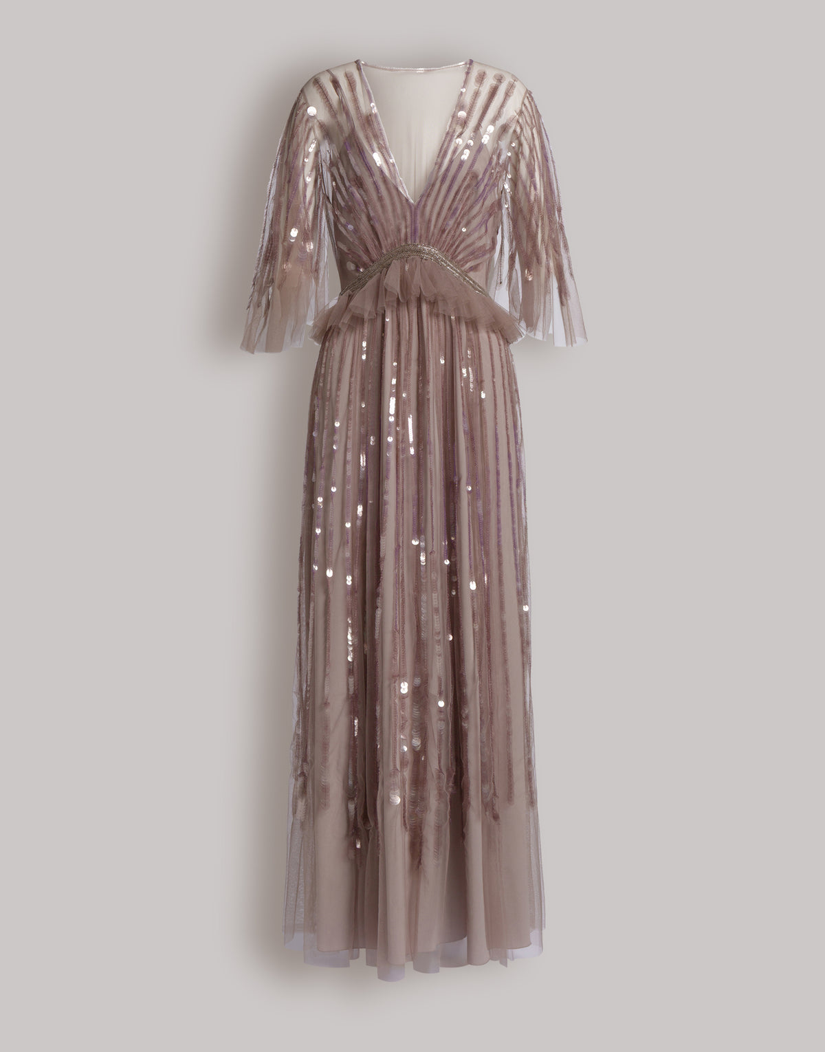 Abito lungo in tulle ricamato Rosa Alberta Ferretti Boutique Online 1