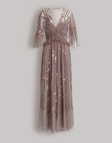 Embroidered tulle gown with sequins