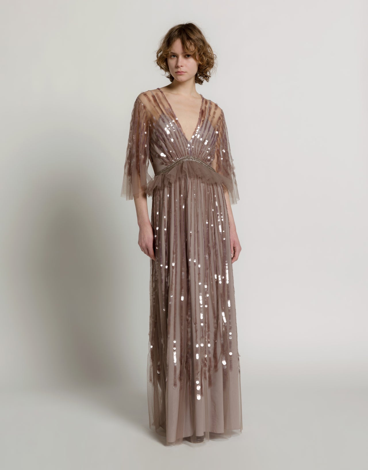 Abito lungo in tulle ricamato Rosa Alberta Ferretti Boutique Online 2