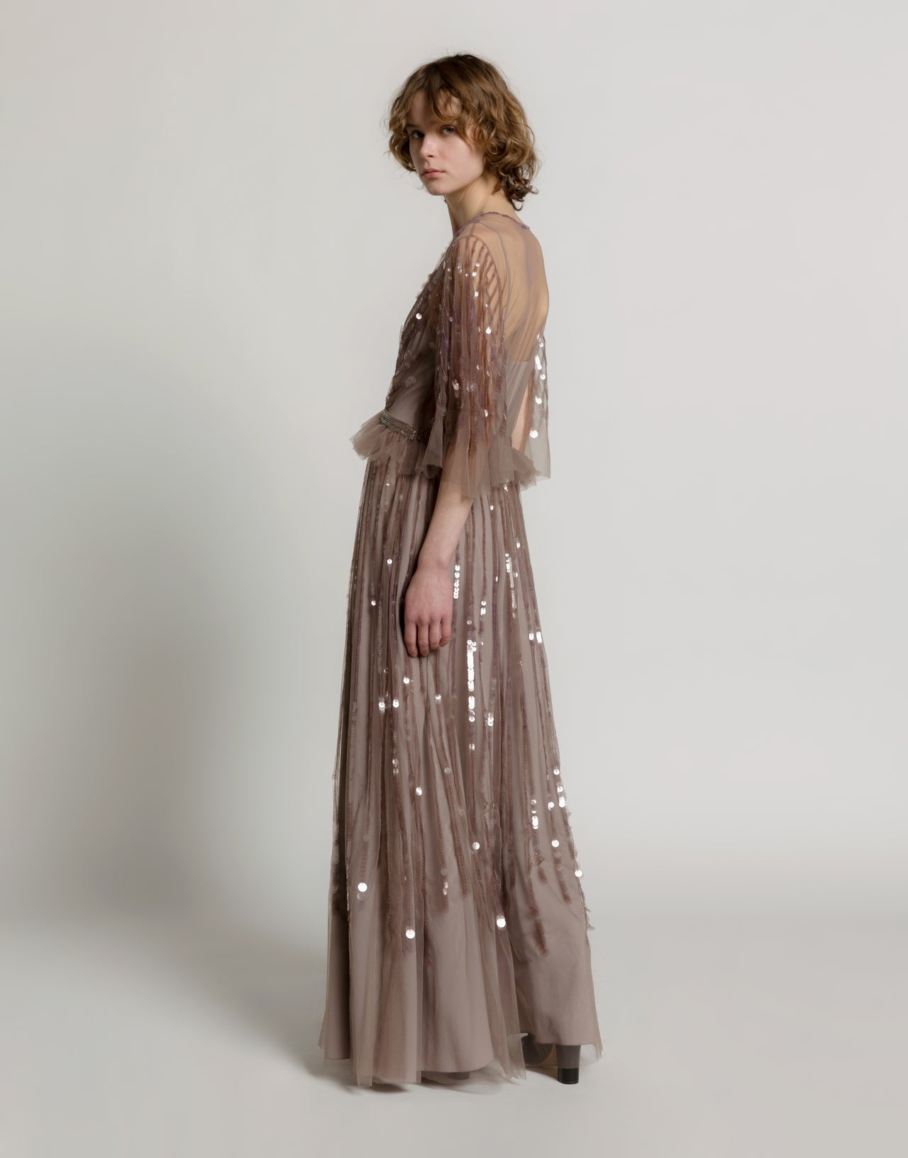 Abito lungo in tulle ricamato Rosa Alberta Ferretti Boutique Online 3
