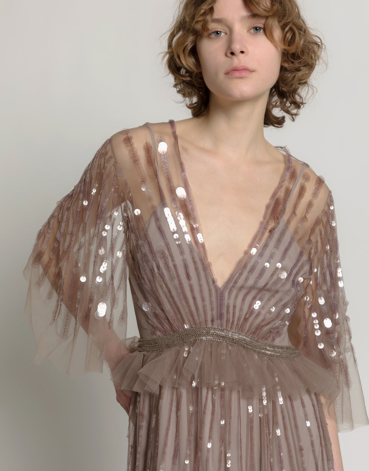 Abito lungo in tulle ricamato Rosa Alberta Ferretti Boutique Online 4