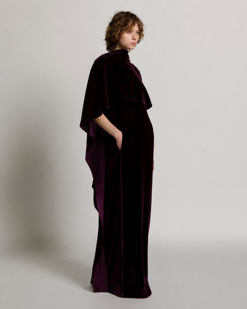 Velvet evening dress with capelet 紫色 Alberta Ferretti Boutique Online 1