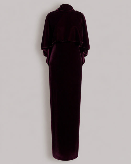 Velvet evening dress with capelet 紫色 Alberta Ferretti Boutique Online 0