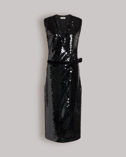 Vestido midi de lentejuelas Negro Alberta Ferretti Boutique Online 0