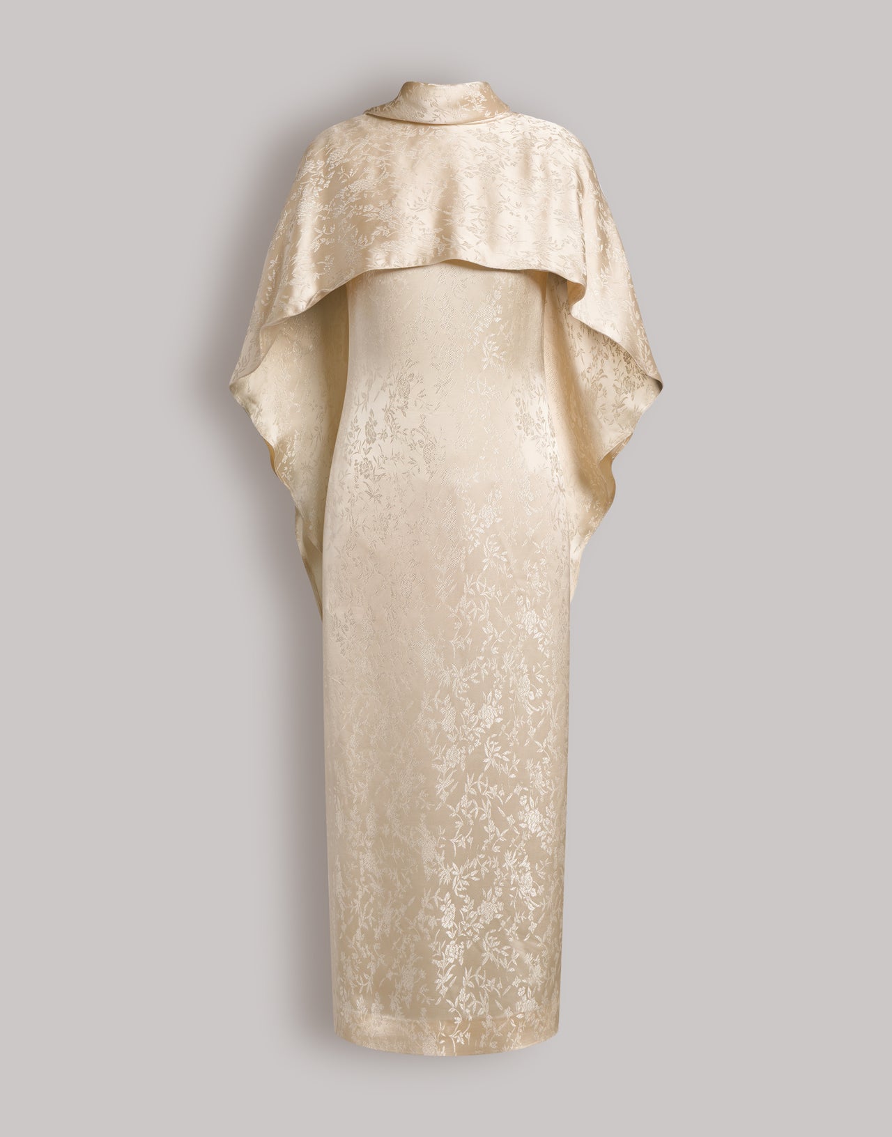 Fließendes Jacquard-Blumenkleid mit Cape Elfenbein Alberta Ferretti Boutique Online 1