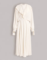 Vestido largo de enver satin con volantes