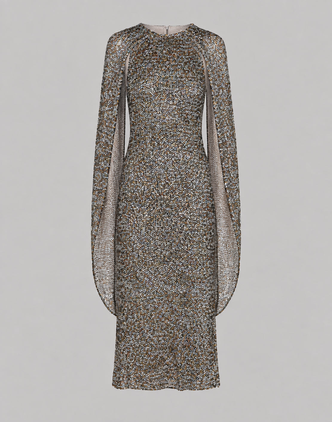 Robe Midi à Cape en Paillettes Multicolor Argent Alberta Ferretti Boutique Online 1