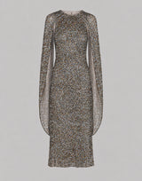 Robe Midi à Cape en Paillettes Multicolor