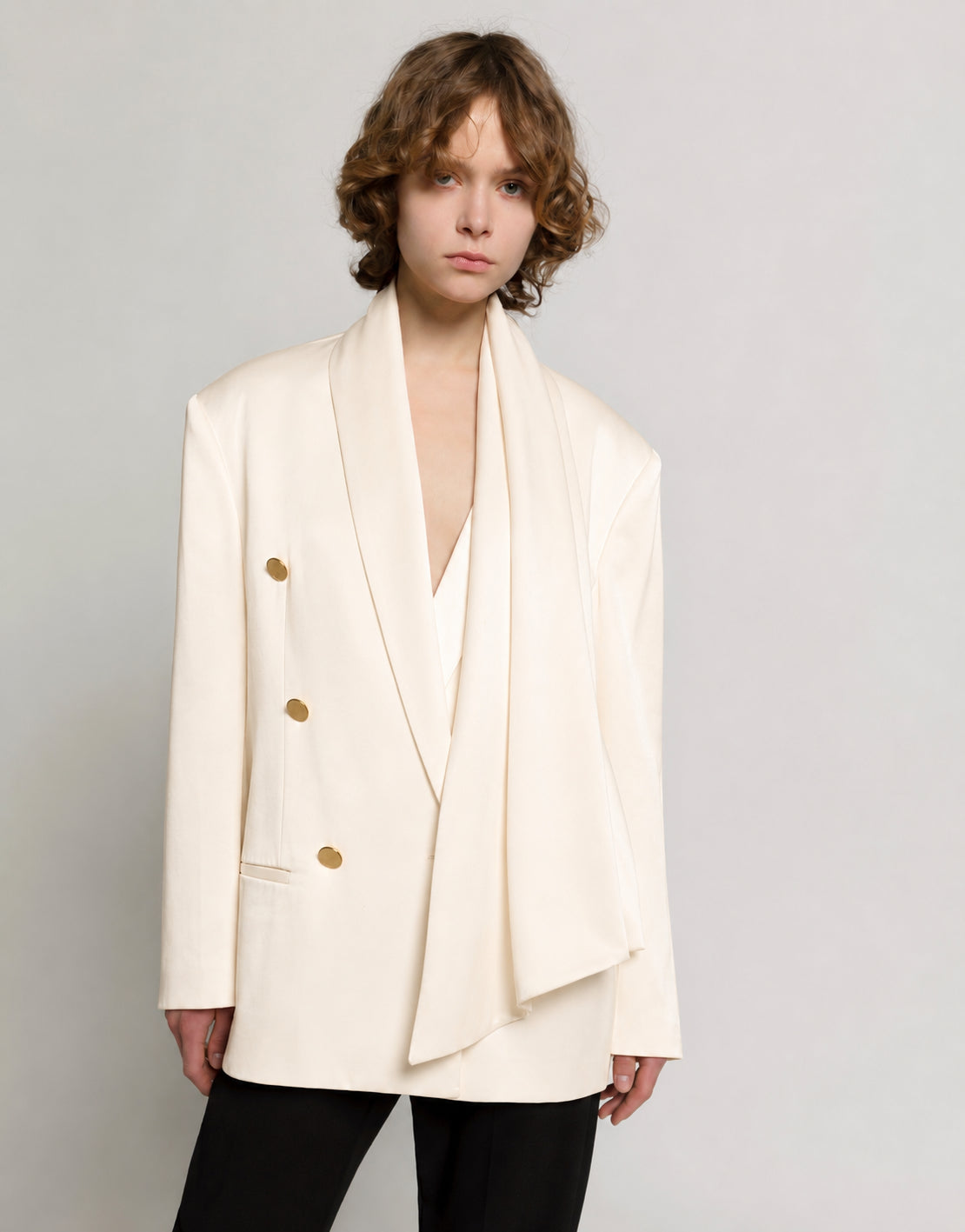 Enver satin double-breasted jacket | Alberta Ferretti