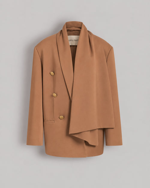 Enver satin double-breasted jacket Brown Alberta Ferretti Boutique Online 0