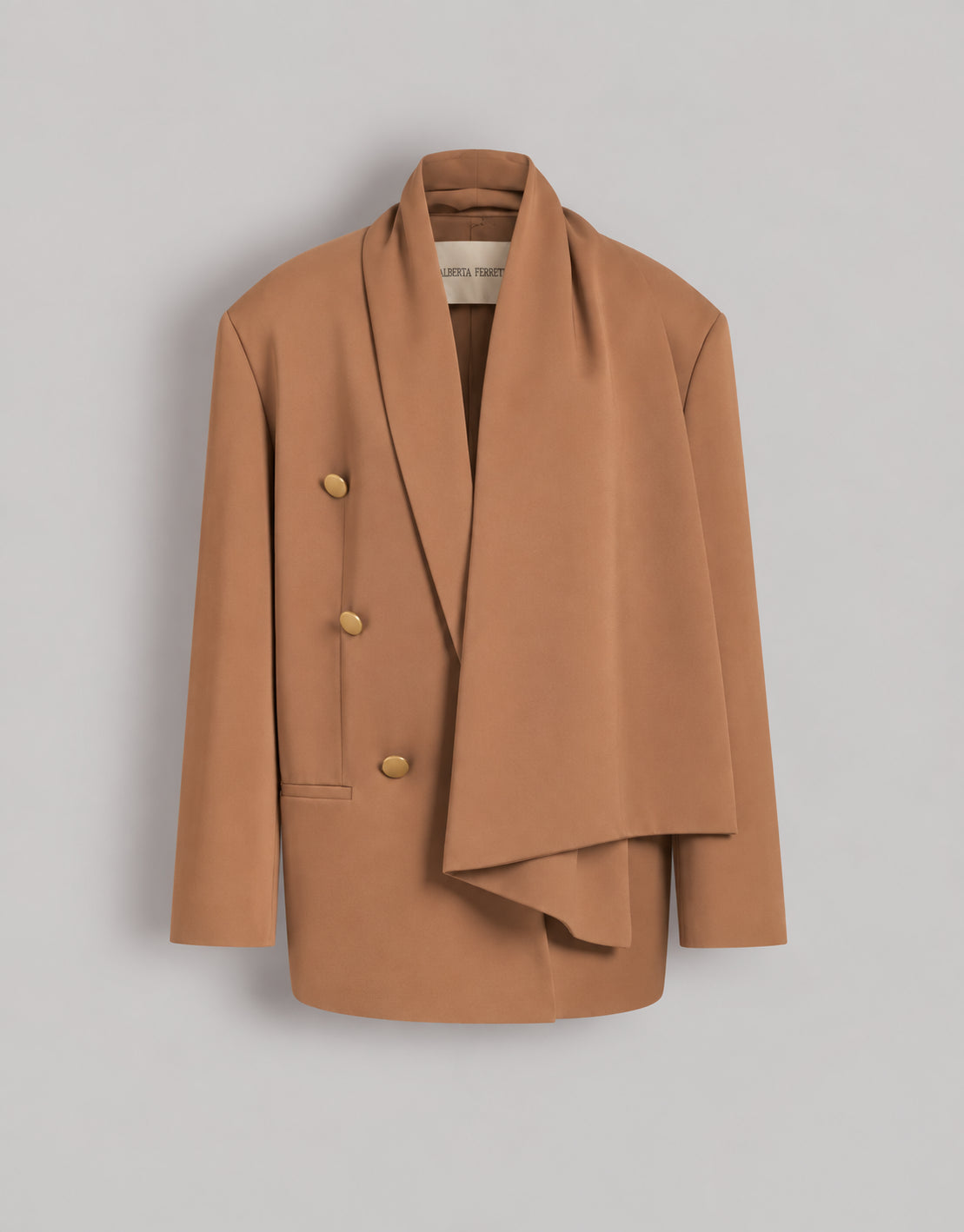 Enver satin double-breasted jacket Brown Alberta Ferretti Boutique Online 1