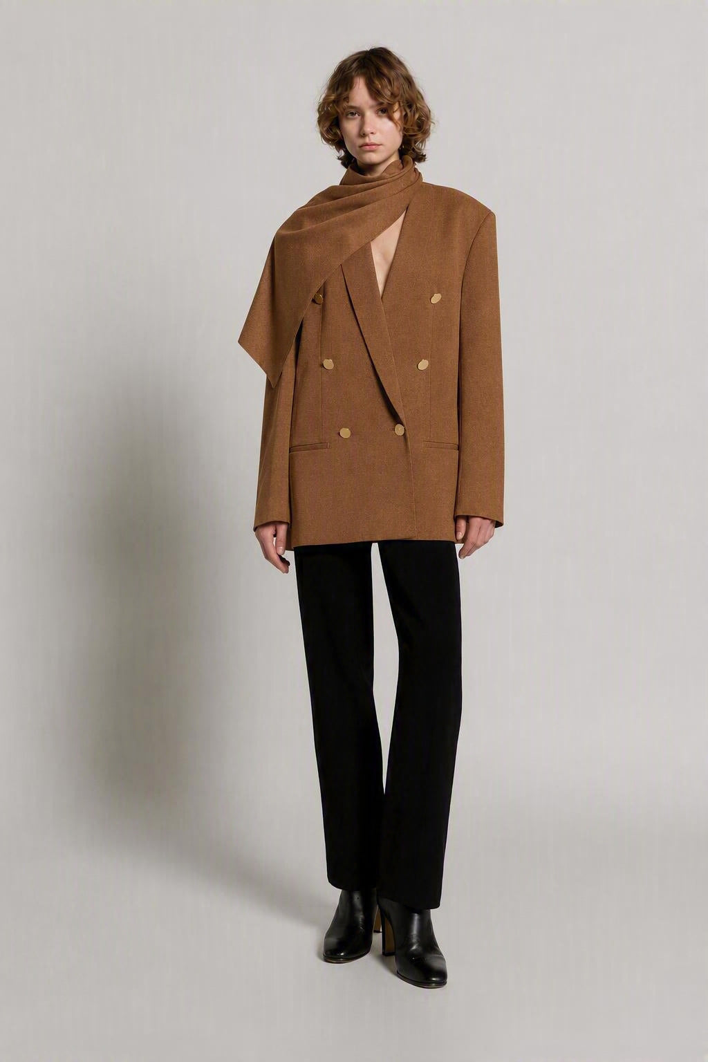 Enver satin double-breasted jacket Brown Alberta Ferretti Boutique Online 2
