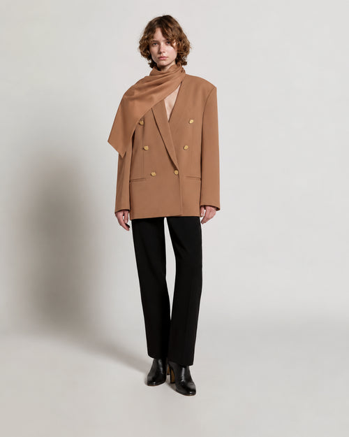 Enver satin double-breasted jacket Brown Alberta Ferretti Boutique Online 1