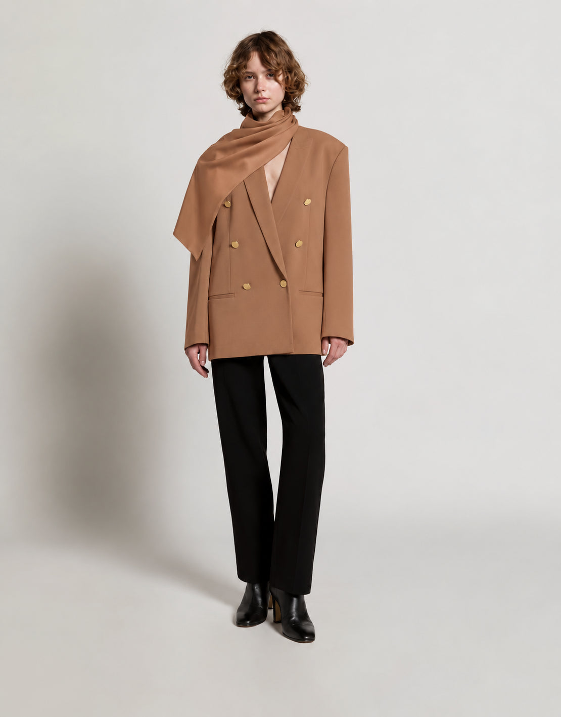 Enver satin double-breasted jacket Brown Alberta Ferretti Boutique Online 2