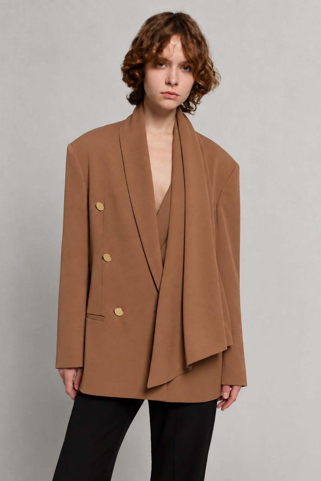 Enver satin double-breasted jacket Brown Alberta Ferretti Boutique Online 4