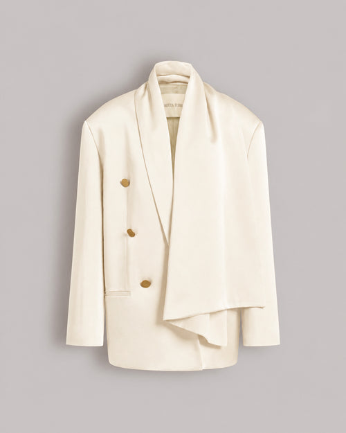 Enver satin double-breasted jacket White Alberta Ferretti Boutique Online 0
