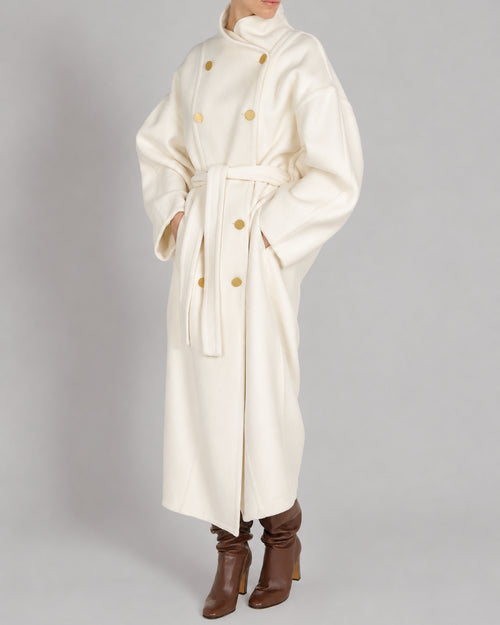Cappotto Lungo in Panno Lana e Cashmere Avorio Alberta Ferretti Boutique Online 1