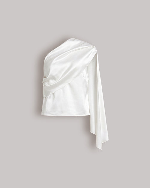 Top asymétrique en satin avec drapé