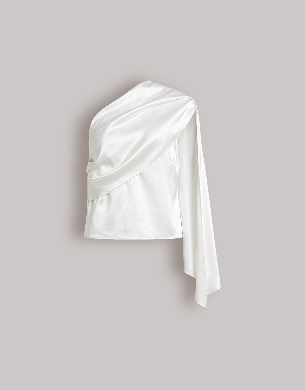 Satin one-shoulder top with drape White Alberta Ferretti Boutique Online 1