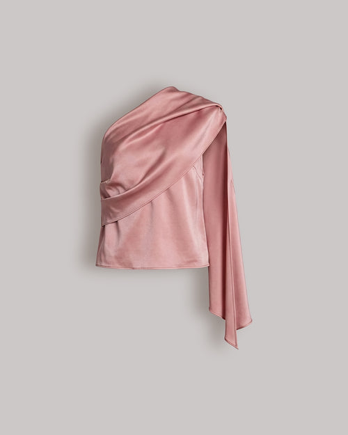 Satin one-shoulder top with drape Pink Alberta Ferretti Boutique Online 0