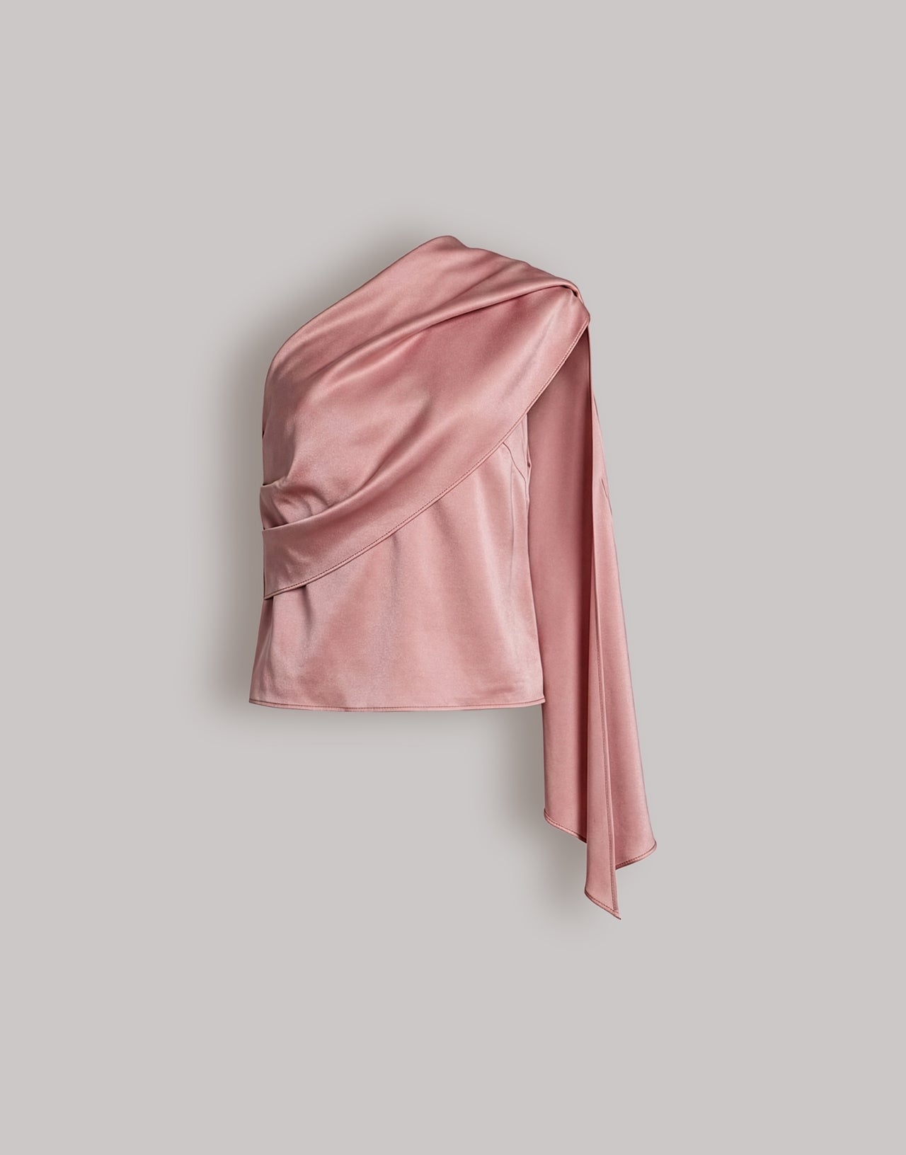 Satin one-shoulder top with drape Pink Alberta Ferretti Boutique Online 1
