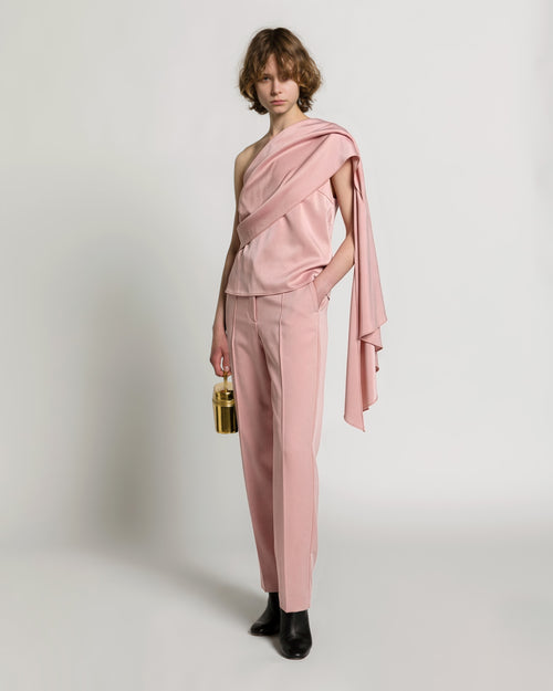 Satin one-shoulder top with drape Pink Alberta Ferretti Boutique Online 1
