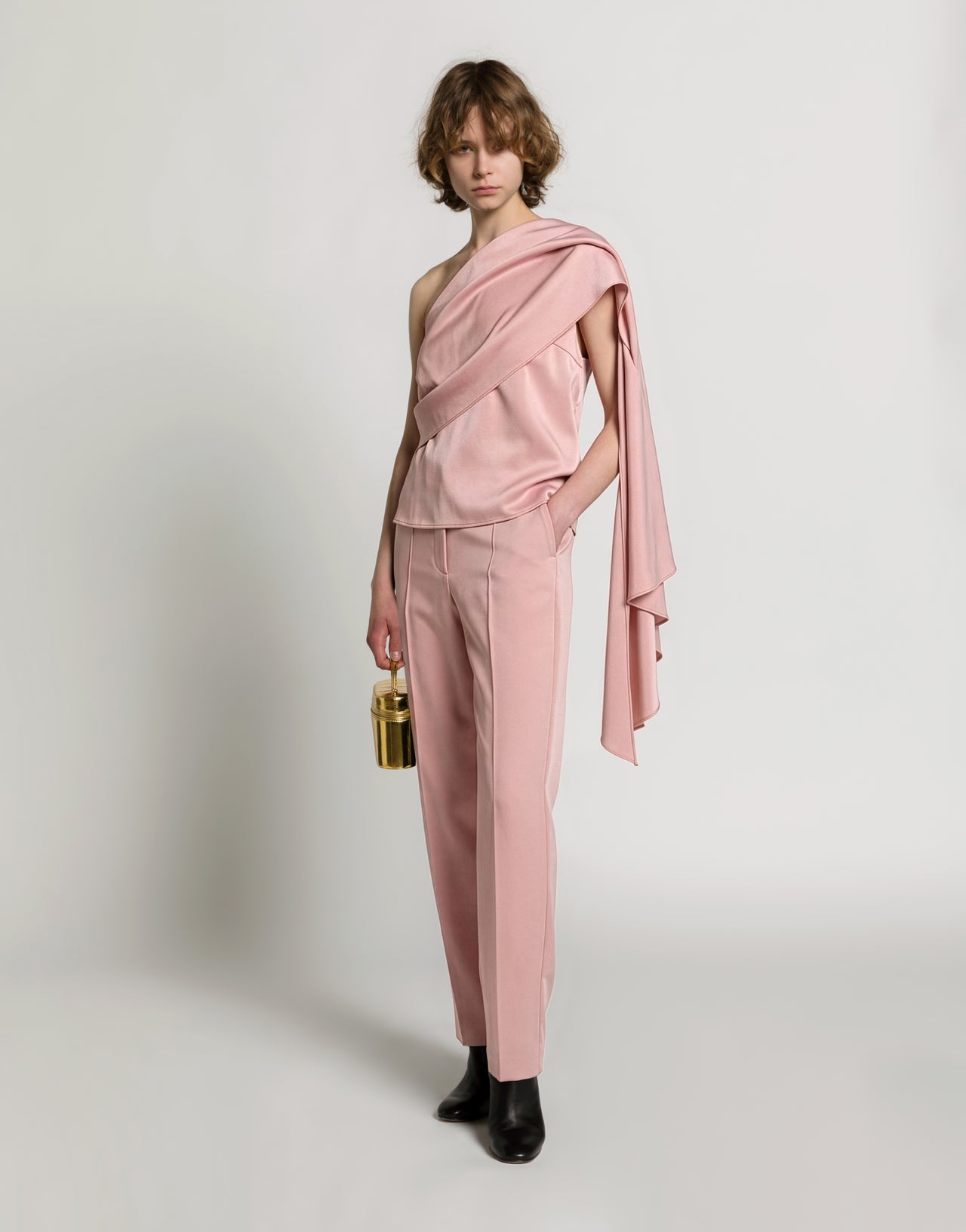 Satin one-shoulder top with drape Pink Alberta Ferretti Boutique Online 2