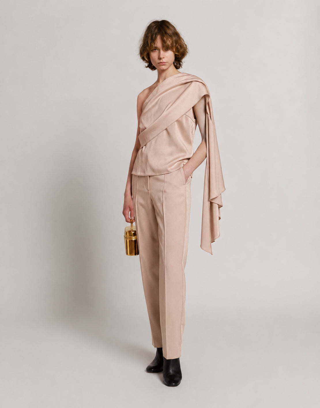 Satin one-shoulder top with drape Pink Alberta Ferretti Boutique Online 2