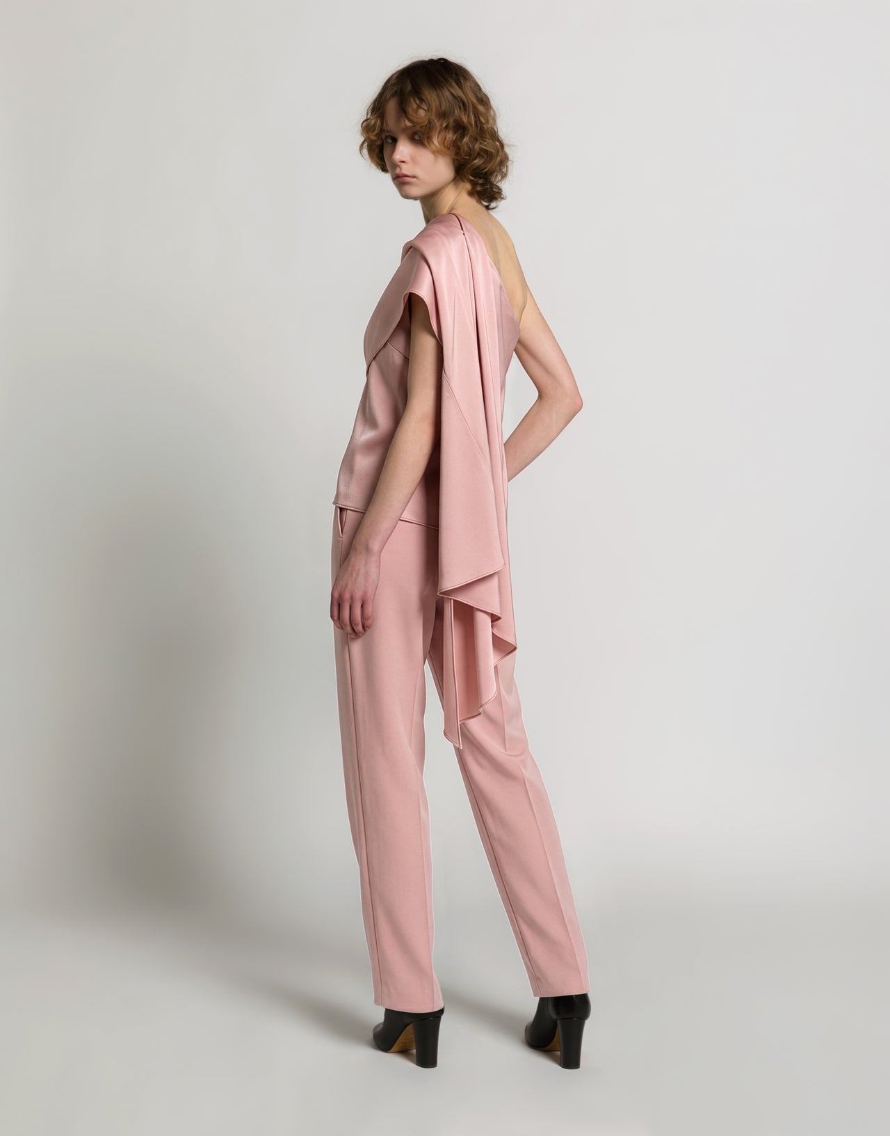 Satin one-shoulder top with drape Pink Alberta Ferretti Boutique Online 3