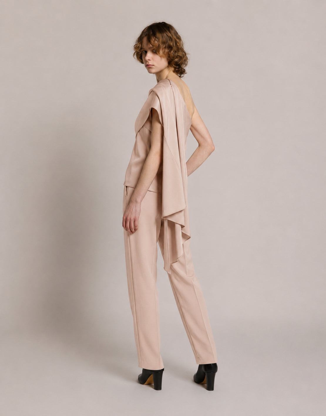 Satin one-shoulder top with drape Pink Alberta Ferretti Boutique Online 3