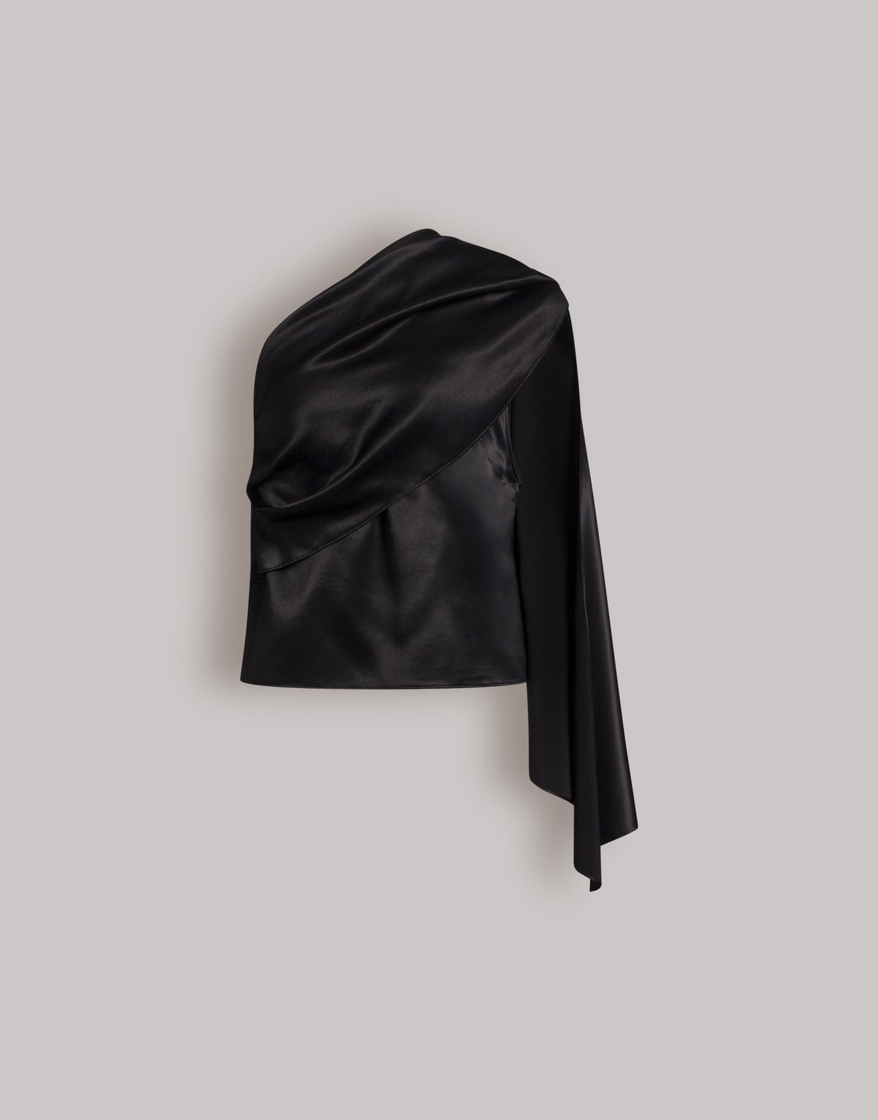 Satin one-shoulder top with drape Black Alberta Ferretti Boutique Online 1