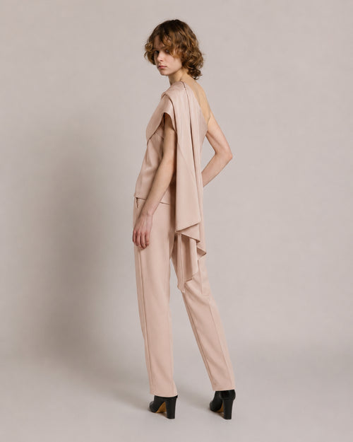 Asymmetrisches Satin-Top mit Drapierung