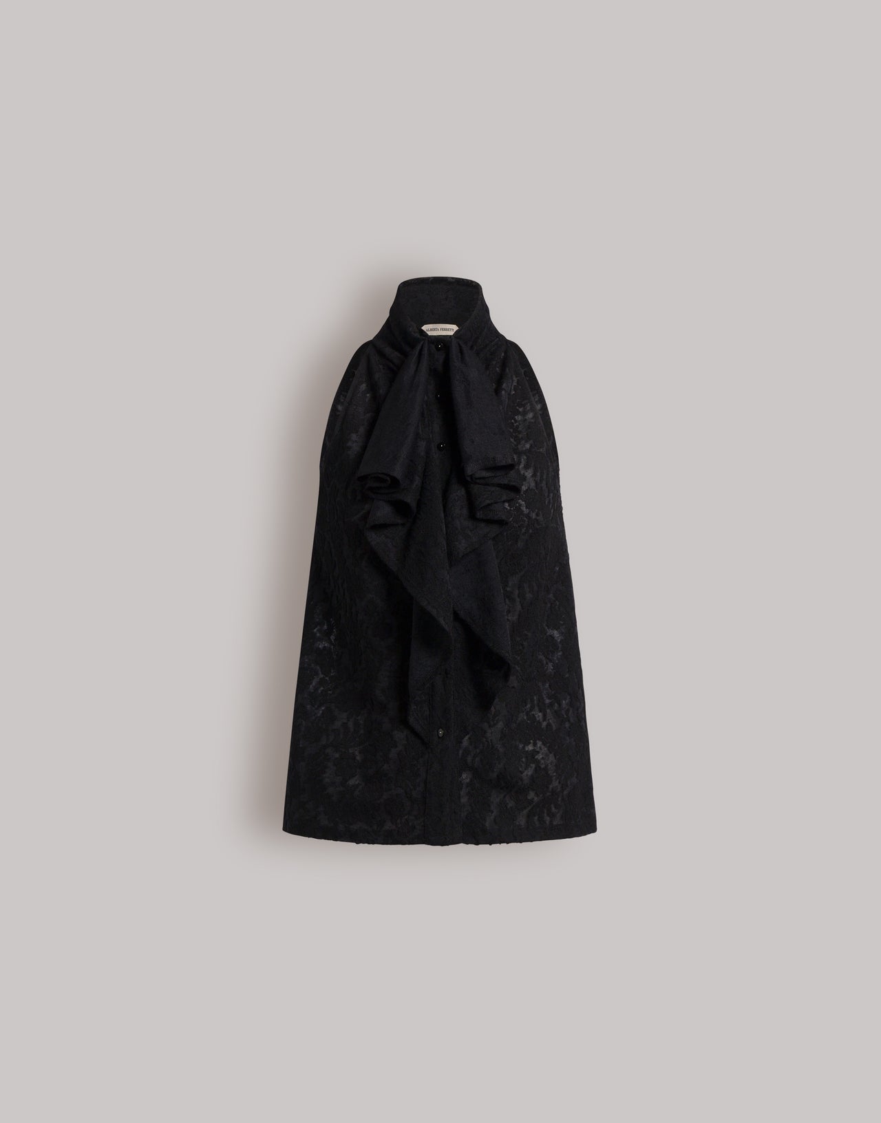Wool lace halter top with ruffles Black Alberta Ferretti Boutique Online 1