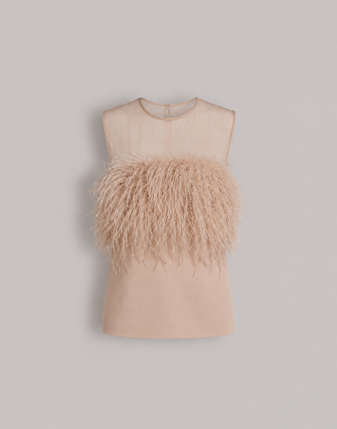 Top de enver satin con plumas Pink Alberta Ferretti Boutique Online 1