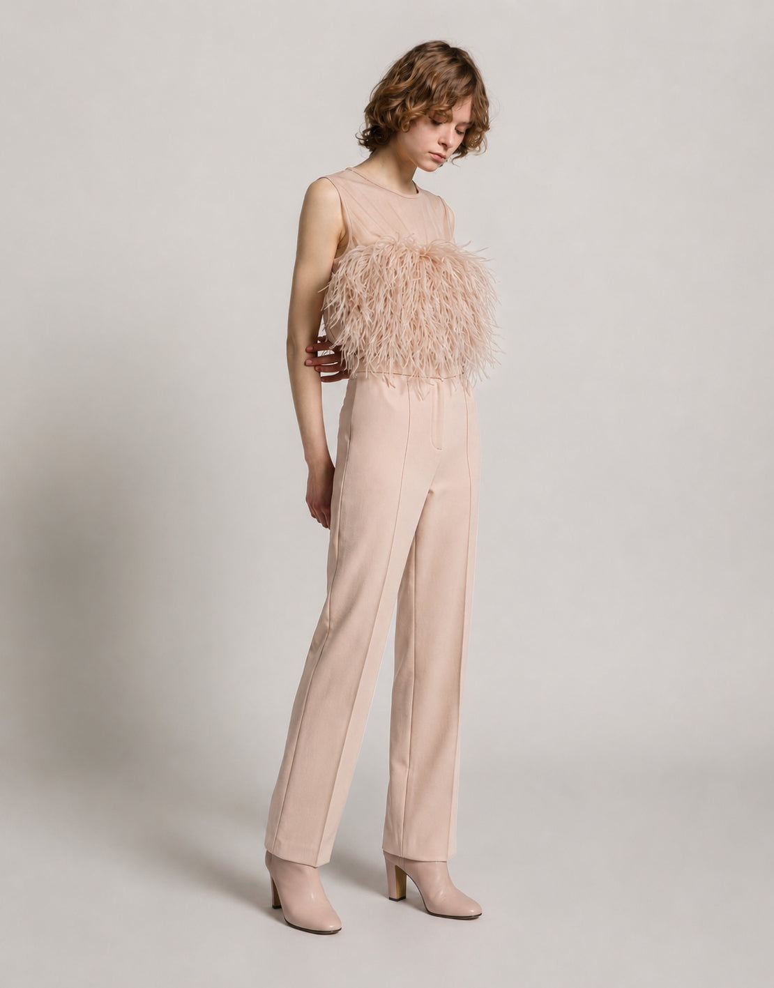 Top de enver satin con plumas Pink Alberta Ferretti Boutique Online 2