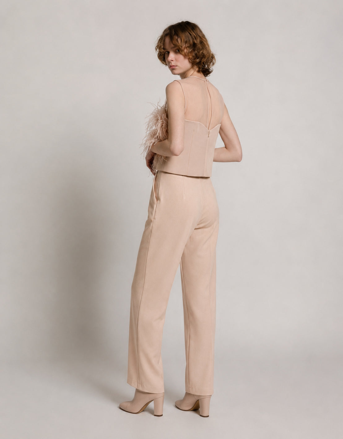 Top de enver satin con plumas Pink Alberta Ferretti Boutique Online 3