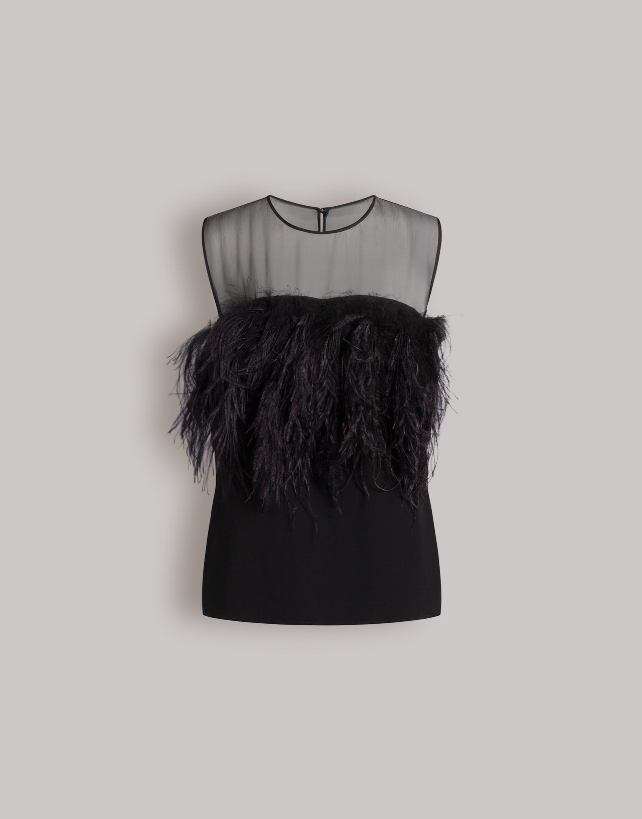 Enver satin top with feathers Black Alberta Ferretti Boutique Online 1