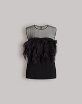 Enver-Satin-Top mit Federn