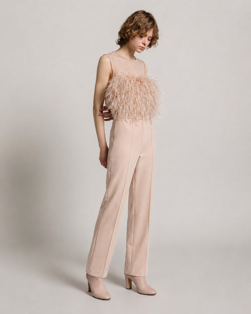 Enver-Satin-Top mit Federn 粉红色 Alberta Ferretti Boutique Online 1
