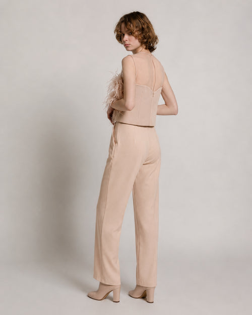Enver-Satin-Top mit Federn