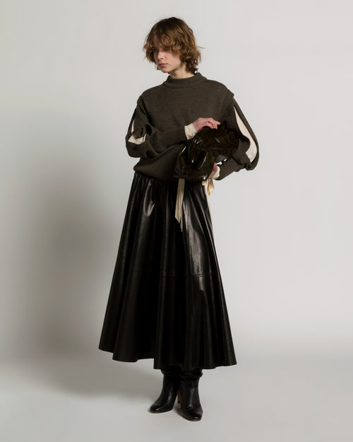 Extrafine merino wool sweater with sleeve cutouts Green Alberta Ferretti Boutique Online 1