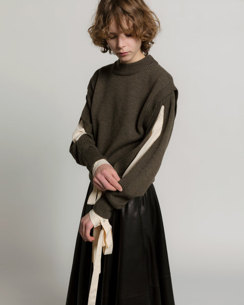 Extrafine merino wool sweater with sleeve cutouts