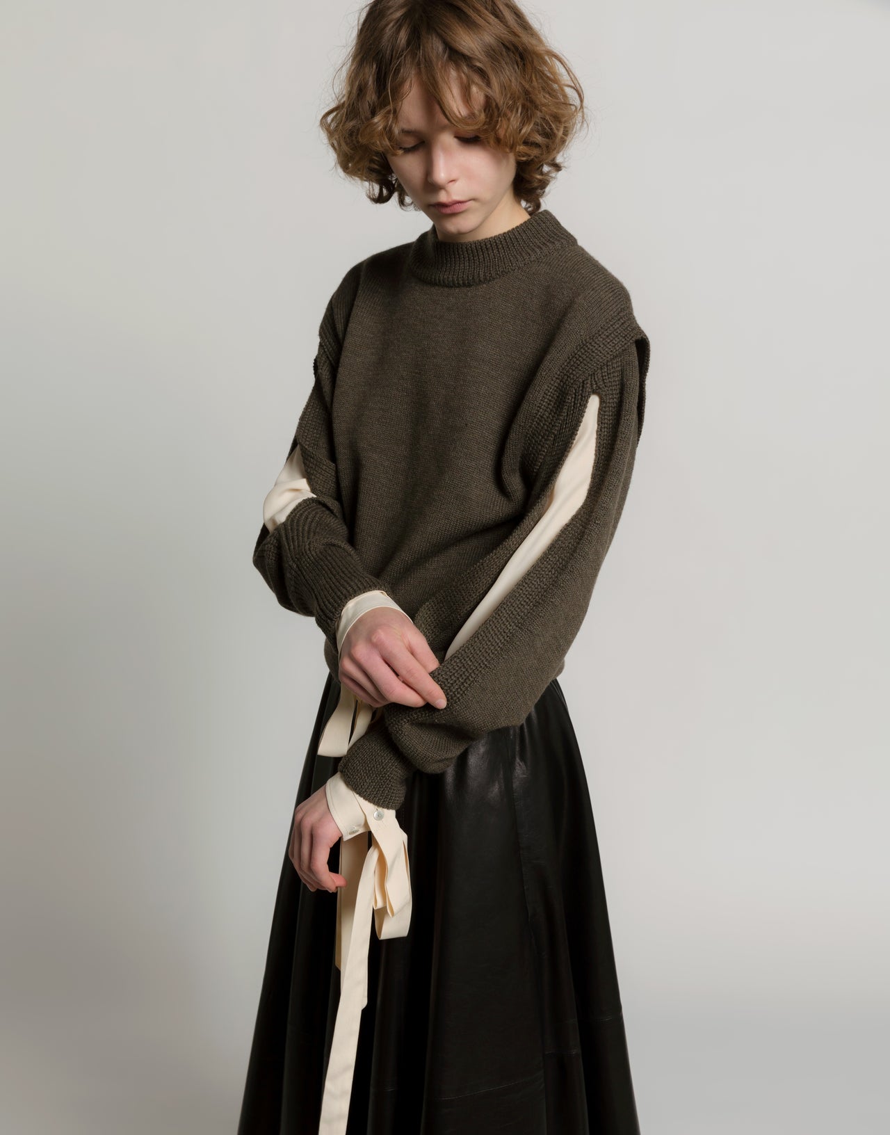 Extrafine merino wool sweater with sleeve cutouts Green Alberta Ferretti Boutique Online 4