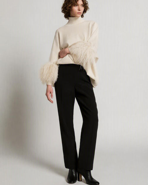 Pull en laine mérinos extrafine avec plumes  白色 Alberta Ferretti Boutique Online 1