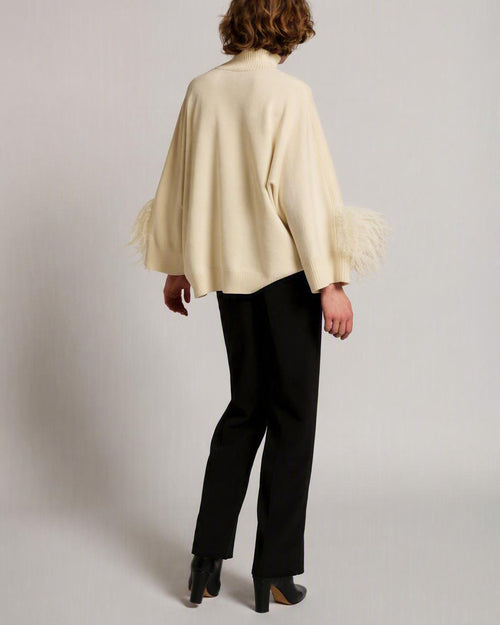 Pull en laine mérinos extrafine avec plumes 