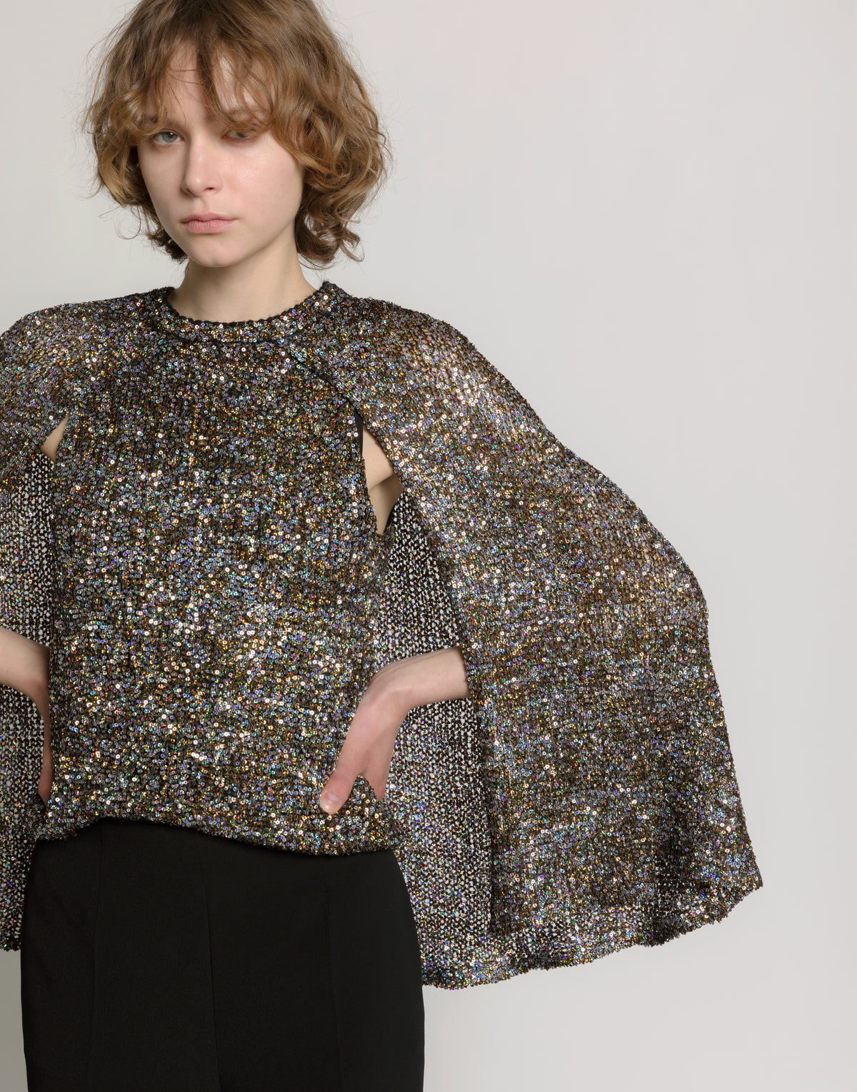 Cape-Top aus multicoloren Pailletten Silber Alberta Ferretti Boutique Online 4