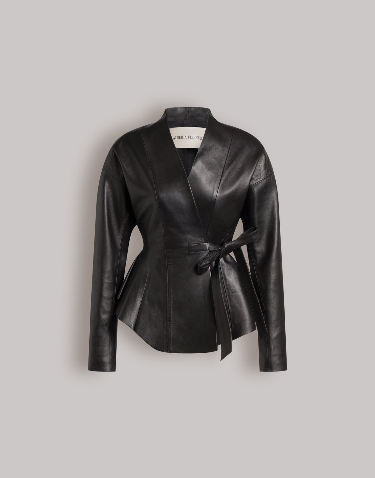 Leather jacket with bow closure Black Alberta Ferretti Boutique Online 1