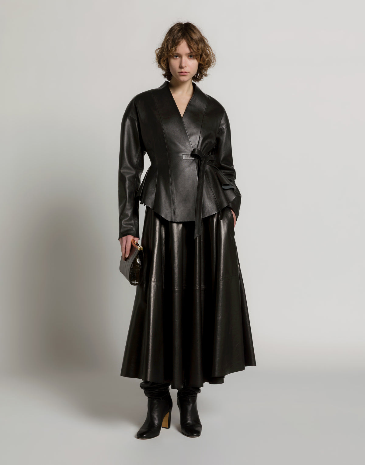 Leather jacket with bow closure Black Alberta Ferretti Boutique Online 2