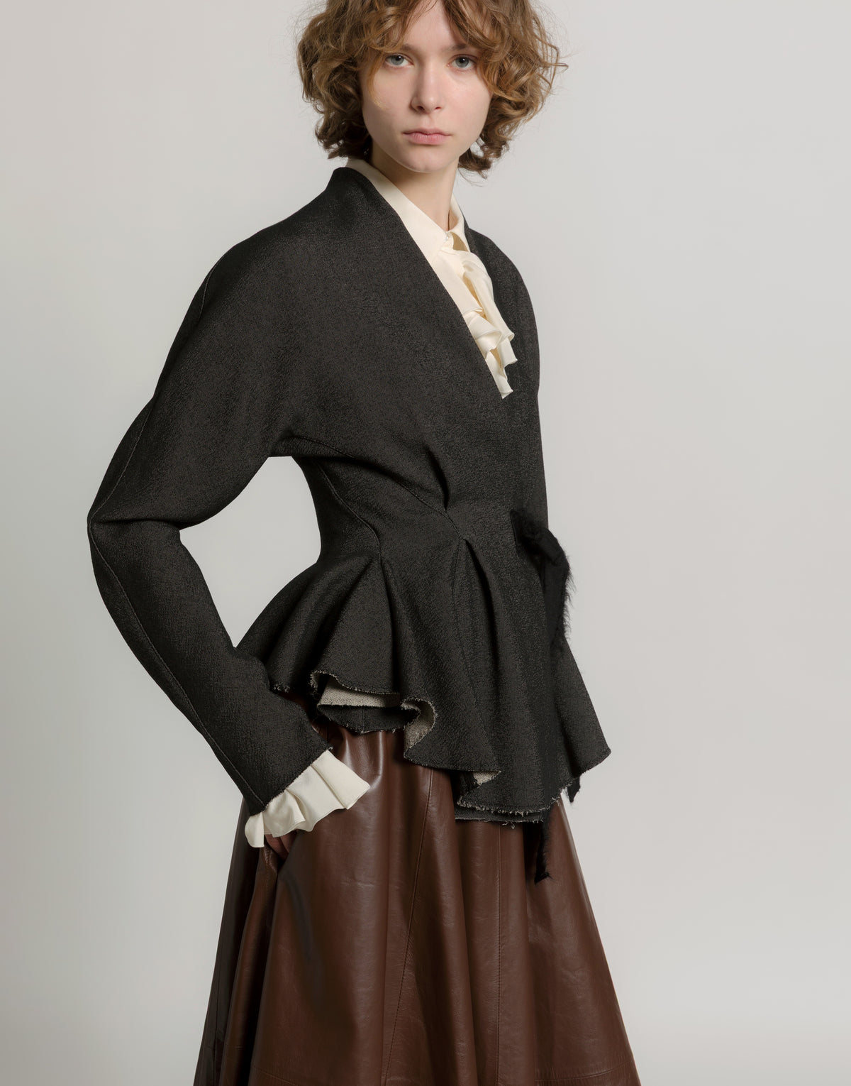 Gonna ampia in morbida pelle Marrone Alberta Ferretti Boutique Online 4
